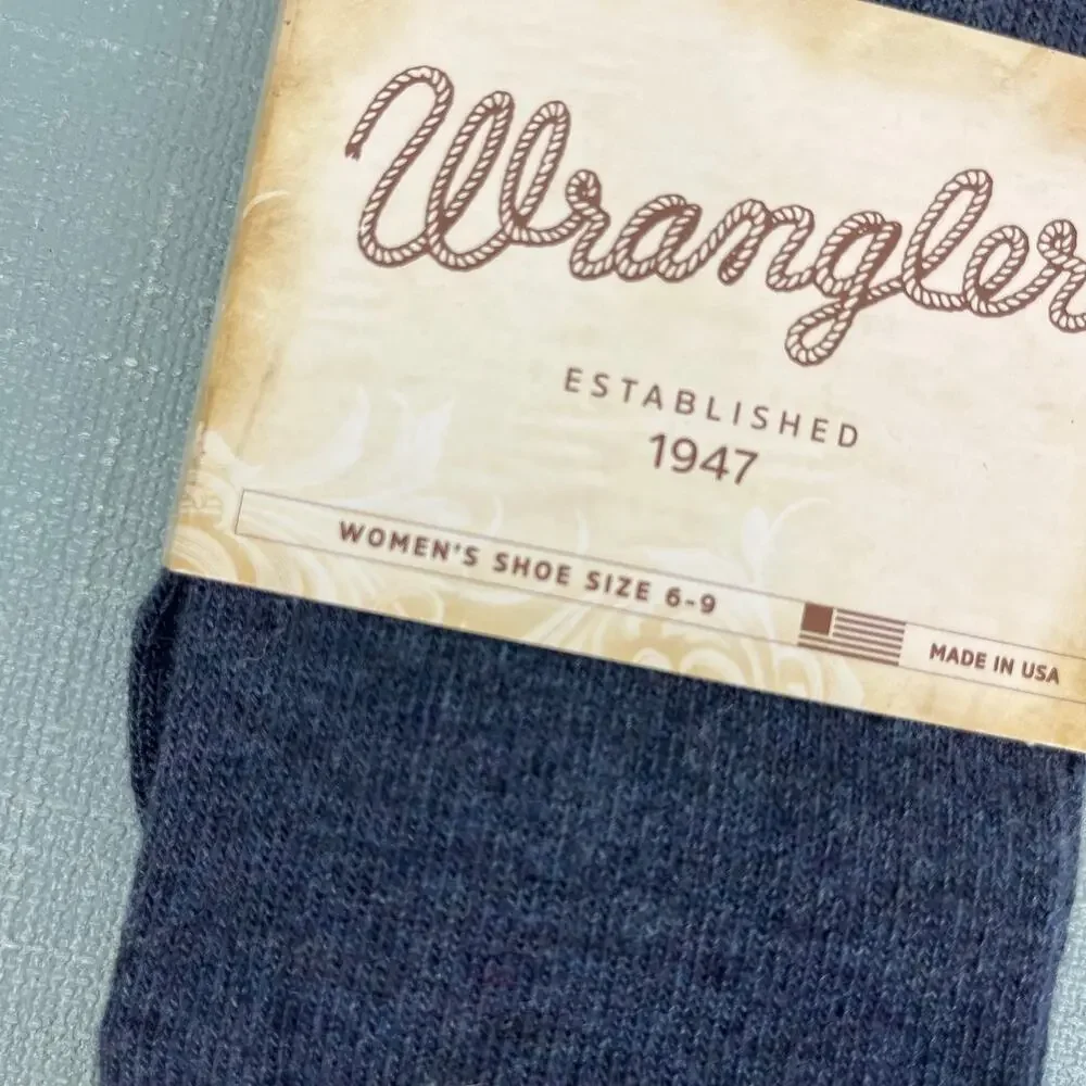 Wrangler Lightweight Merino Wool Blend Aztec Knee High Boot Socks Denim NWT